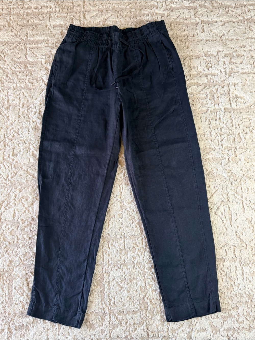 Athleta Women’s Black Drawstring Linen-Blend Chinos